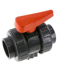 Vanne à Bille PVC 2 Voies Raccord Double Union 50 mm Prise FKM