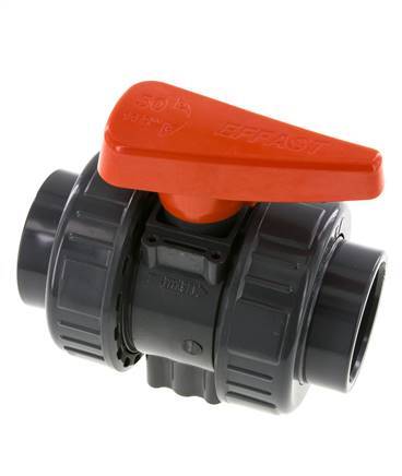 Vanne à Bille PVC 2 Voies Raccord Double Union 50 mm Prise FKM