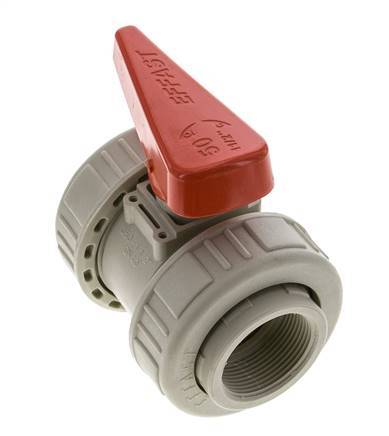 PP-H 2-way Ball Valve True Union Rp 1 1/2'' EPDM