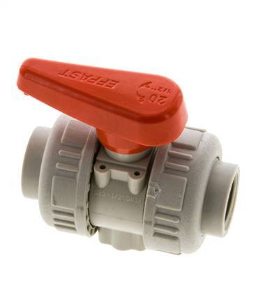 PP-H 2-way Ball Valve True Union Rp 1/2'' FKM