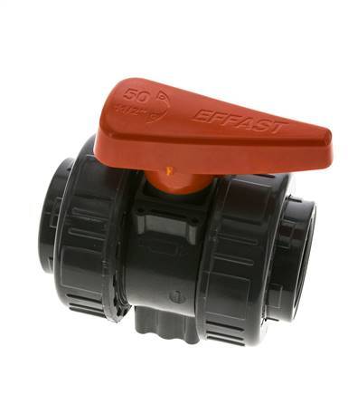Vanne à boisseau sphérique PVC 2 voies Raccord Double Union Rp 1 1/2'' EPDM