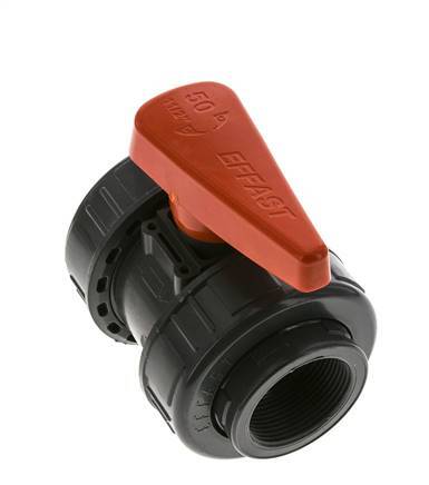Vanne à boisseau sphérique PVC 2 voies Raccord Double Union Rp 1 1/2'' EPDM