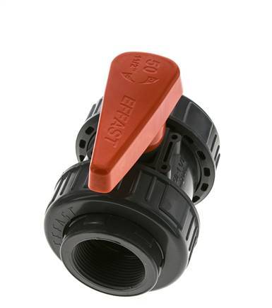 Vanne à boisseau sphérique PVC 2 voies Raccord Double Union Rp 1 1/2'' EPDM