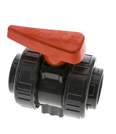 Vanne à boisseau sphérique PVC 2 voies Raccord Double Union Rp 1 1/2'' FKM