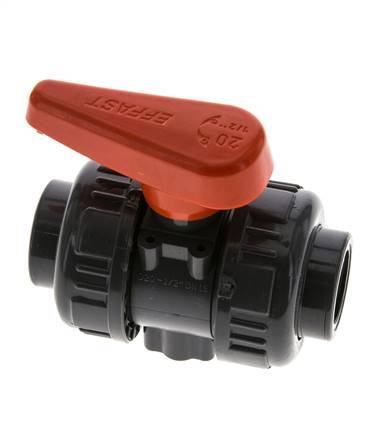 PVC 2-way Ball Valve True Union Rp 1/2'' EPDM