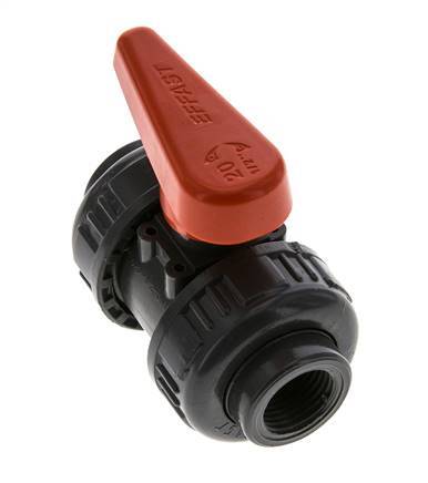 PVC 2-way Ball Valve True Union Rp 1/2'' FKM