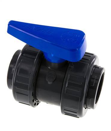 PVC 2-way Ball Valve True Union Rp 1 1/2'' EPDM