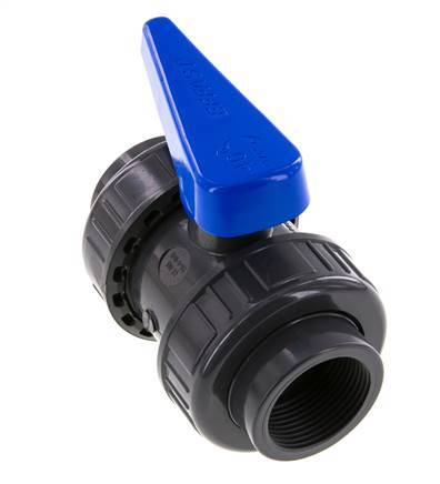 Vanne à Bille PVC 2 Voies Raccord Double Union Rp 1 1/4'' EPDM