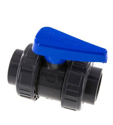 Vanne à Bille PVC 2 Voies Raccord Double Union Rp 1 1/4'' EPDM