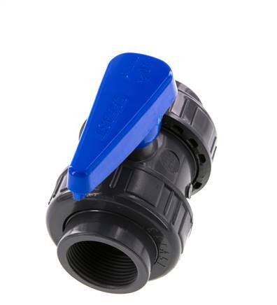 Vanne à Bille PVC 2 Voies Raccord Double Union Rp 1 1/4'' EPDM