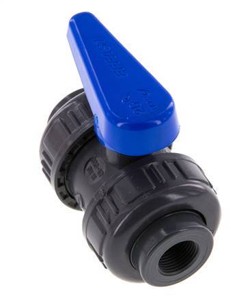 PVC 2-way Ball Valve True Union Rp 3/8'' EPDM