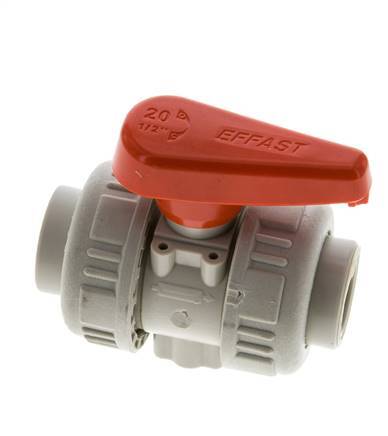 PP-H 2-way Ball Valve True Union 20 mm FKM