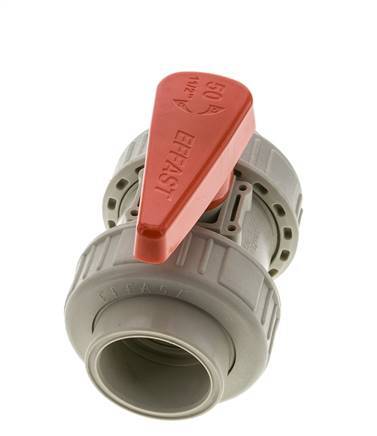 Vanne à boisseau sphérique PP-H 2 voies Raccord Double Union 50 mm EPDM