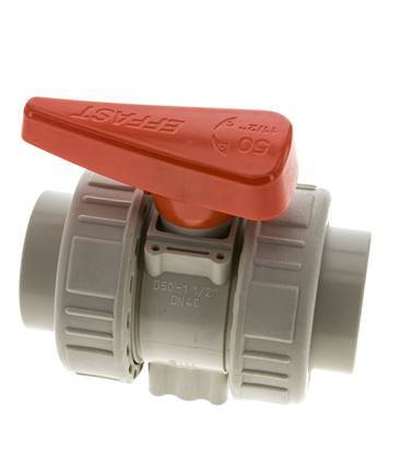 Vanne à boisseau sphérique PP-H 2 voies Raccord Double Union 50 mm EPDM
