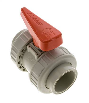 Vanne à boisseau sphérique PP-H 2 voies Raccord Double Union 50 mm EPDM
