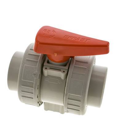 Vanne à Bille PP-H 2 Voies Raccord Double Union 63 mm EPDM