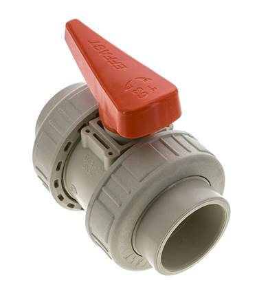 Vanne à Bille PP-H 2 Voies Raccord Double Union 63 mm EPDM