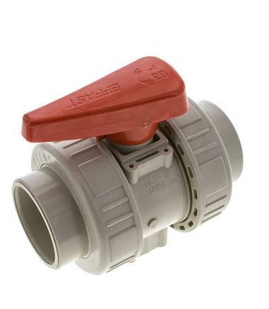 Vanne à boisseau sphérique PP-H 2 voies Raccord Double Union 63 mm FKM