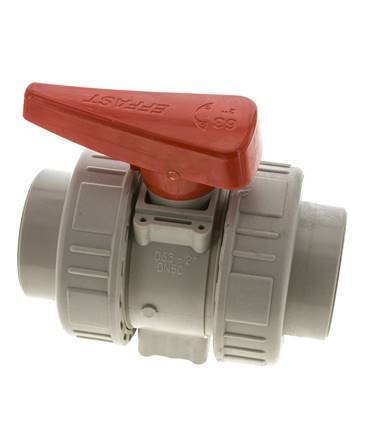 Vanne à boisseau sphérique PP-H 2 voies Raccord Double Union 63 mm FKM