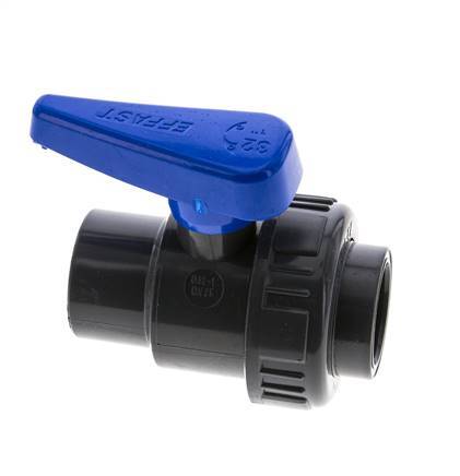 Vanne à boisseau sphérique PVC 2 voies Union Simple 32 mm Douille EPDM