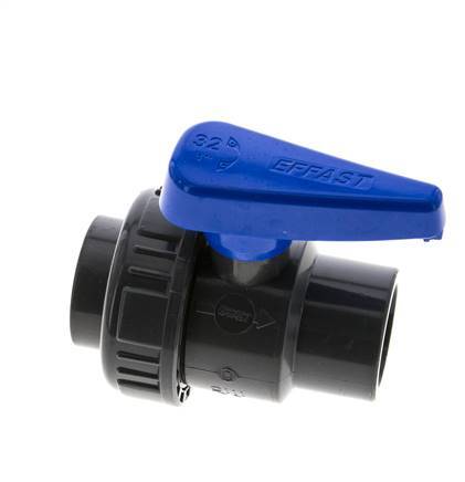 Vanne à boisseau sphérique PVC 2 voies Union Simple 32 mm Douille EPDM