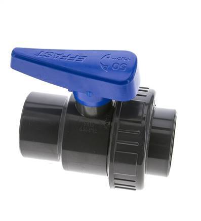 Vanne à boisseau sphérique PVC 2 voies Union simple 50 mm Douille EPDM