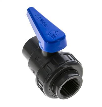 PVC 2-way Ball Valve Single Union Rp 1'' EPDM