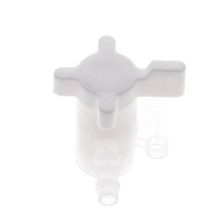 PVDF 2-way Ball Valve 1/4'' (6 mm) Hose Barbs