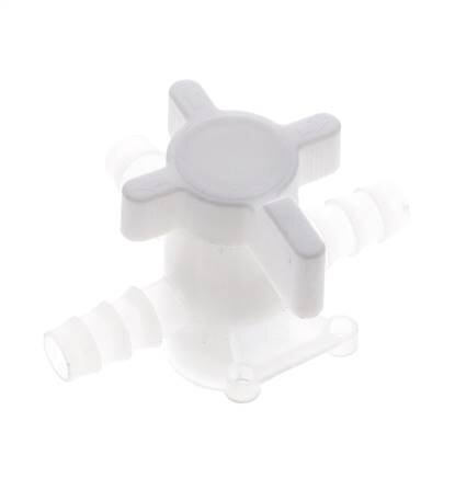 PVDF 3-way Ball Valve 10 mm Hose Barbs