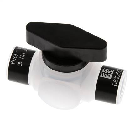 Vanne à bille à 2 voies en PFA G 1/4'' FKM pour le vide