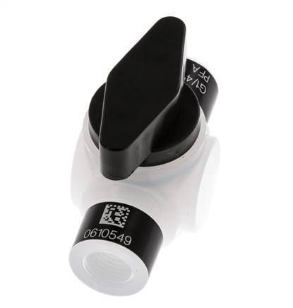 Vanne à bille à 2 voies en PFA G 1/4'' FKM pour le vide