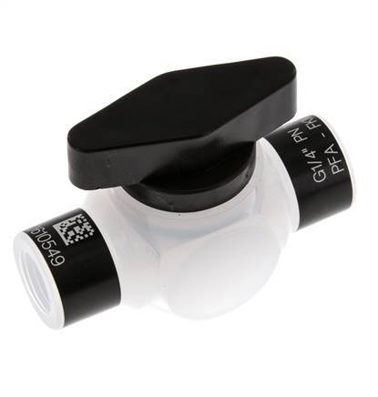 Vanne à bille à 2 voies en PFA G 1/4'' FKM pour le vide