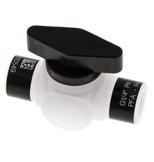 Vanne à bille à 2 voies en PFA G 1/4'' FKM pour le vide