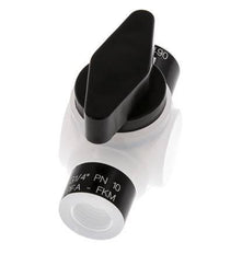Vanne à bille à 2 voies en PFA G 1/4'' FKM pour le vide