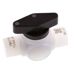 Vanne à bille 3 voies en PFA G 1/4'' FKM pour le vide