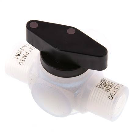Vanne à bille 3 voies en PFA G 1/4'' FKM pour le vide