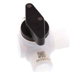 Vanne à bille 3 voies en PFA G 1/4'' FKM pour le vide