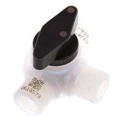 Vanne à bille 3 voies en PFA G 1/4'' FKM pour le vide