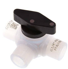 Vanne à bille 3 voies en PFA G 1/4'' FKM pour le vide