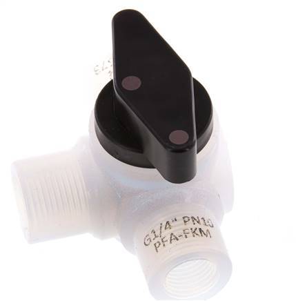 Vanne à bille 3 voies en PFA G 1/4'' FKM pour le vide