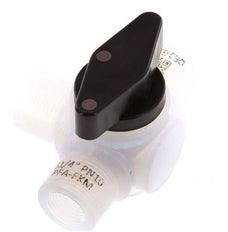 Vanne à bille 3 voies en PFA G 1/4'' FKM pour le vide
