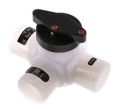 PFA 3-way Ball Valve G 1/2'' FKM Vacuum