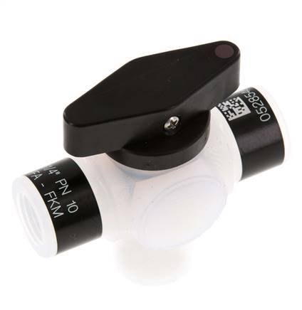 Vanne à bille 3 voies en PFA G 1/4'' FKM pour le vide