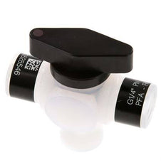 Vanne à bille 3 voies en PFA G 1/4'' FKM pour le vide
