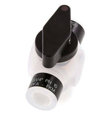 Vanne à bille 3 voies en PFA G 1/4'' FKM pour le vide