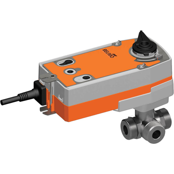 Robinet à boisseau sphérique électrique à 3 voies G1 1/2'' mâle laiton EPDM 26m3/h 40bar/580psi 24-125 V DC / 24-240 V AC