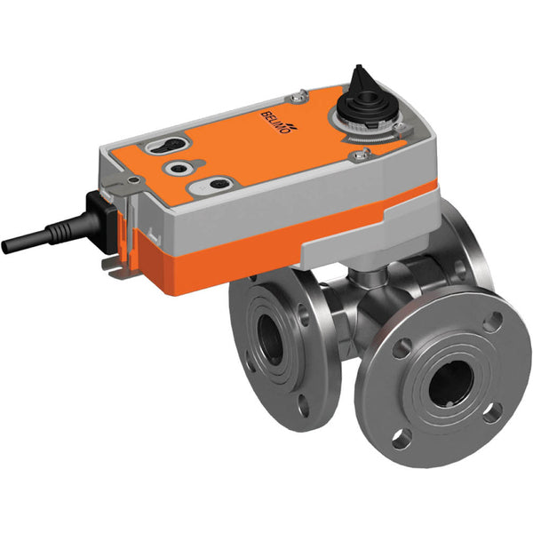 Belimo Vanne À Bille 3 Voies DN32 Bride Kvs32 24VAC/DC Cas De Défaillance NO 75s 2-Point 10Nm IP54 R7032R-B3/NRF24A-O