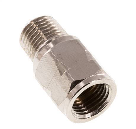 R/Rp 1/4'' M/F Mini Check Valve Nickel-Plated Brass 10 bar (145 psi) NBR No Spring