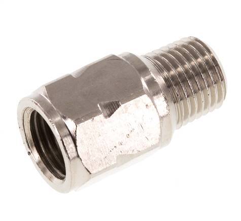 R/Rp 1/4'' M/F Mini Check Valve Nickel-Plated Brass 10 bar (145 psi) FKM No Spring