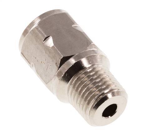 R/Rp 1/4'' M/F Mini Check Valve Nickel-Plated Brass 10 bar (145 psi) FKM No Spring